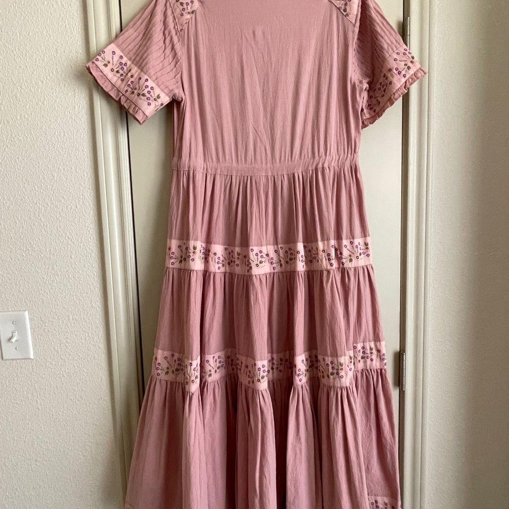 Ivy City Co Dusty Rose Cherry Blossom Ribbon Midi Dress - Picture 5 of 5